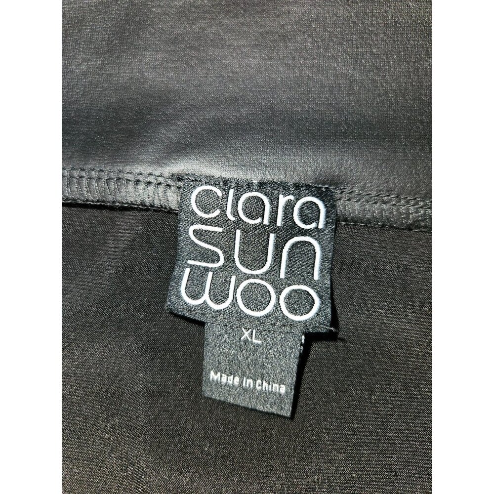 Clara Sun Woo Liquid Leather Pull On Minimalist Stretch Black Skirt Women XL - Picture 3 of 4